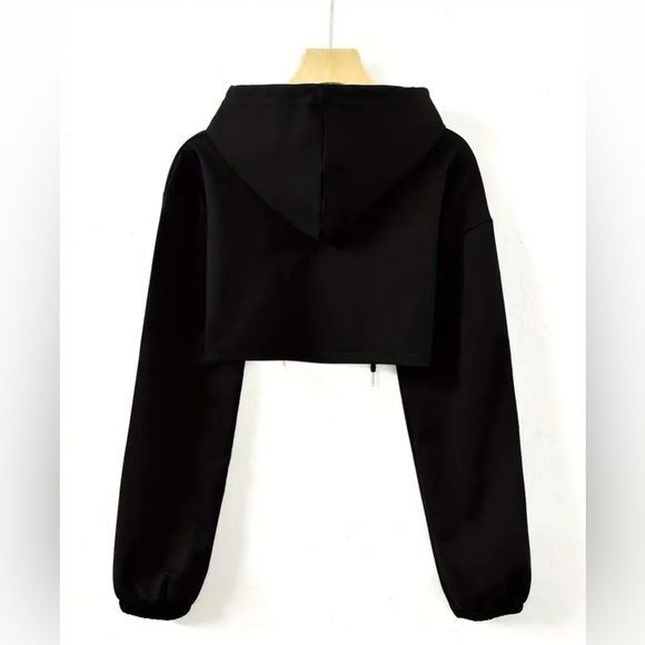 Solid Color Crop Hoodie - Picture 2 of 7